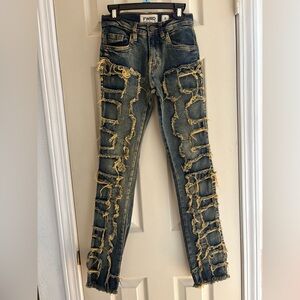 FWRD Denim Youth Boys Shredded Distressed Skinny Jeans - Size 8